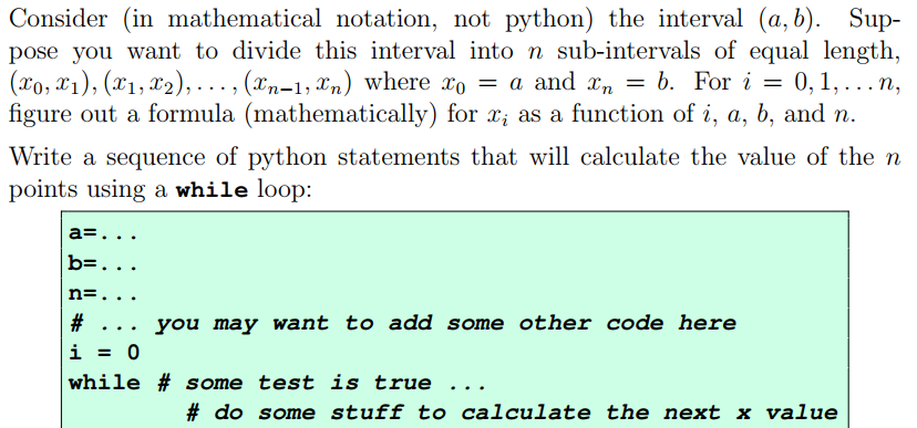 Solved Consider in mathematical notation, not python) the | Chegg.com