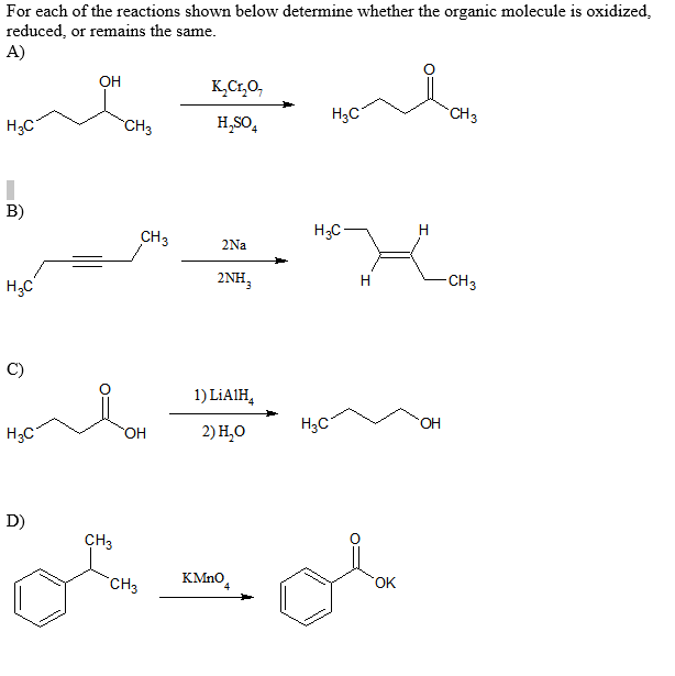 Solved For each of the reactions shown below determine | Chegg.com