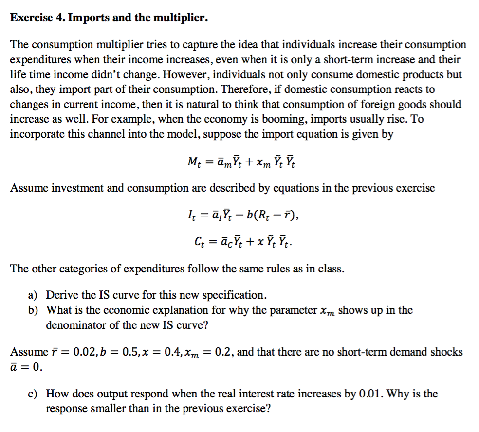 Solved Exercise 4·Imports And The Multiplier. The | Chegg.com