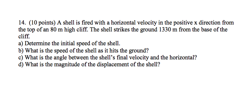 Solved A shell is fired with a horizontal velocity in the | Chegg.com