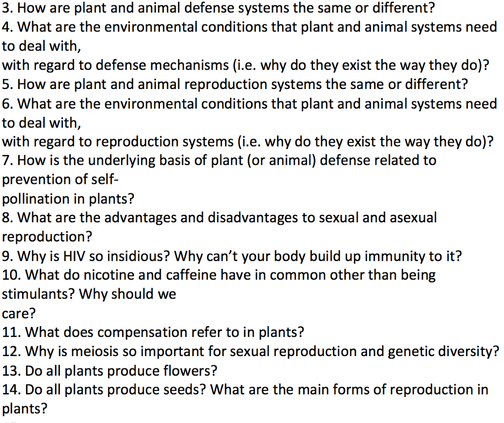Solved 3. How are plant and animal defense systems the same