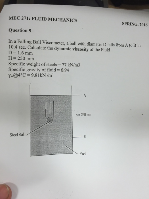 Solved In a Falling Ball a ball wit!, diameter D