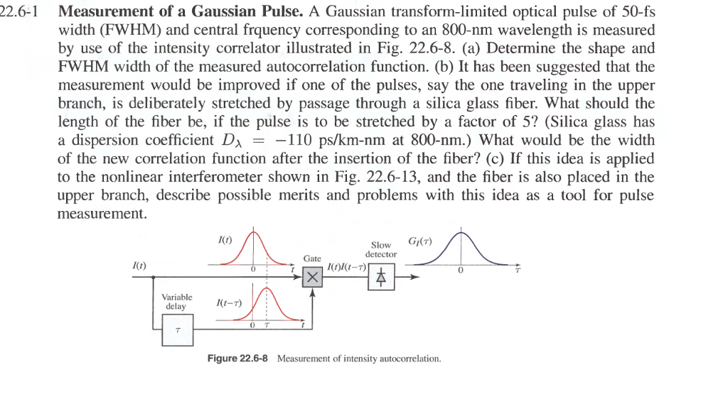 Solved A Gaussian Transform Limited Optical Pulse Of 50 Fs