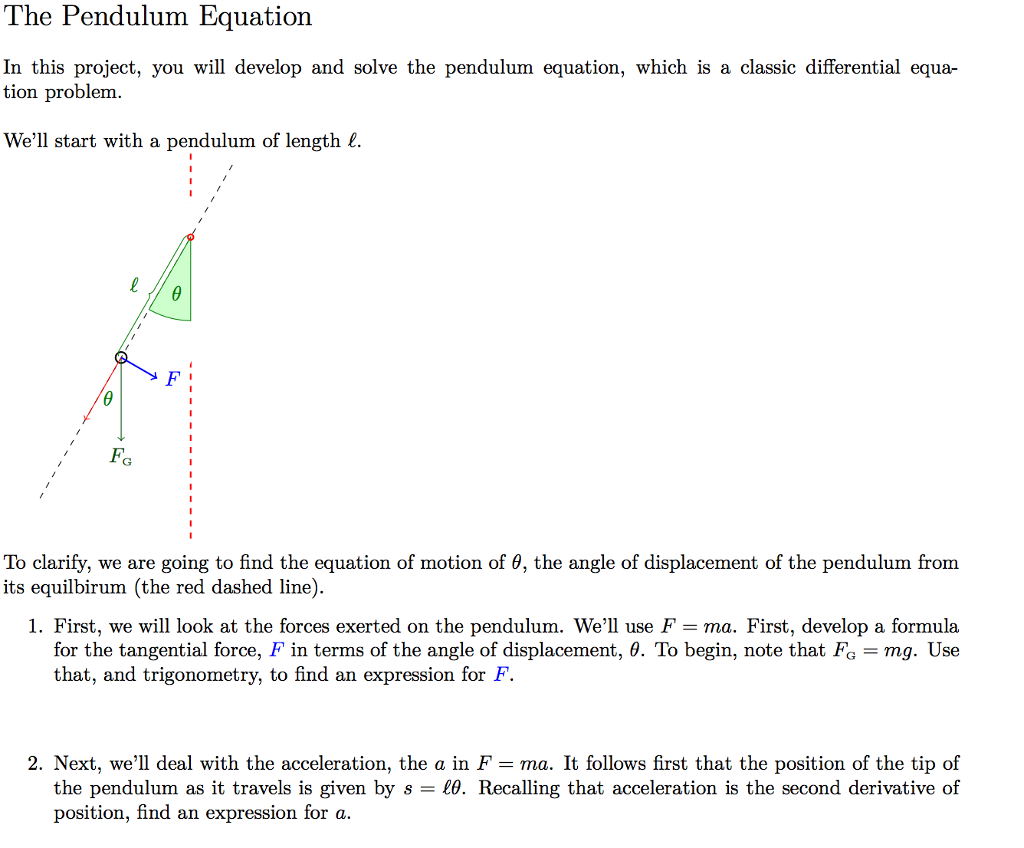 pendulum differential equation