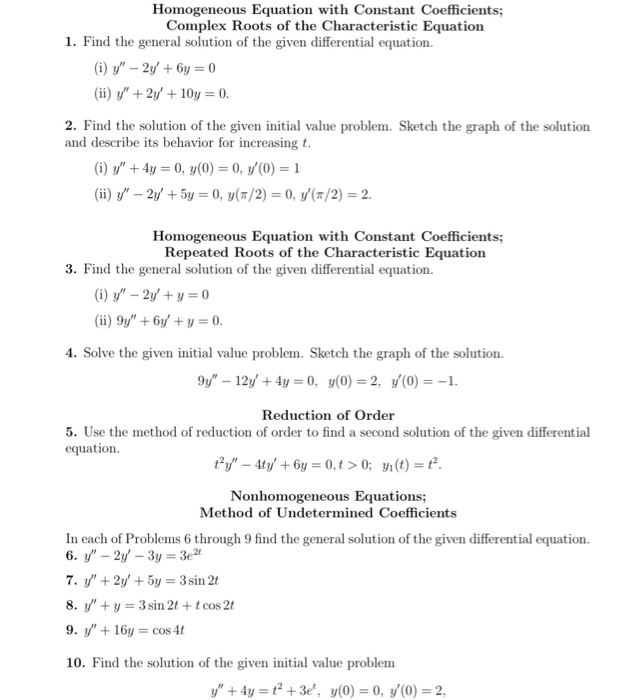 Solved Homogeneous Equation with Constant Coefficients; | Chegg.com