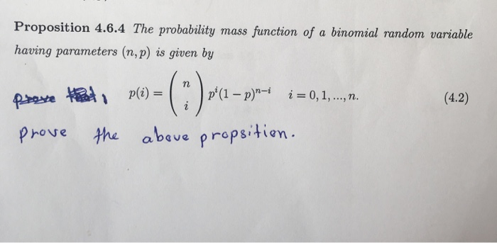 state probability mass function of binomial distribution with parameters n and p