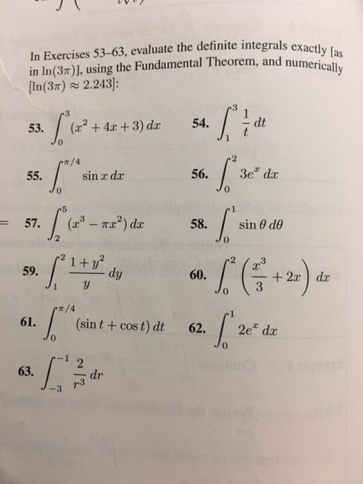 Solved In Exercises 53-63, evaluate the definite integrals | Chegg.com