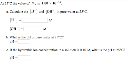 the ph of pure water at 25 degree celsius and 35 c