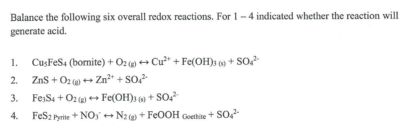 Solved I know how to set up a redox reaction but how do you | Chegg.com