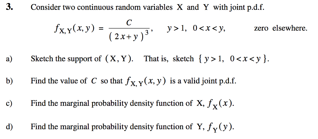 Solved Consider two continuous random variables X and Y with | Chegg.com