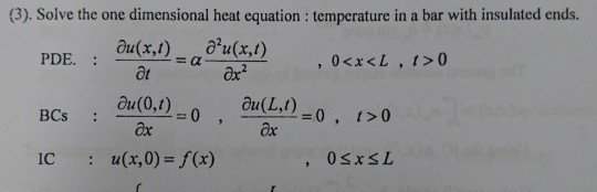 Solved Solve the one dimensional heat equation temperature | Chegg.com