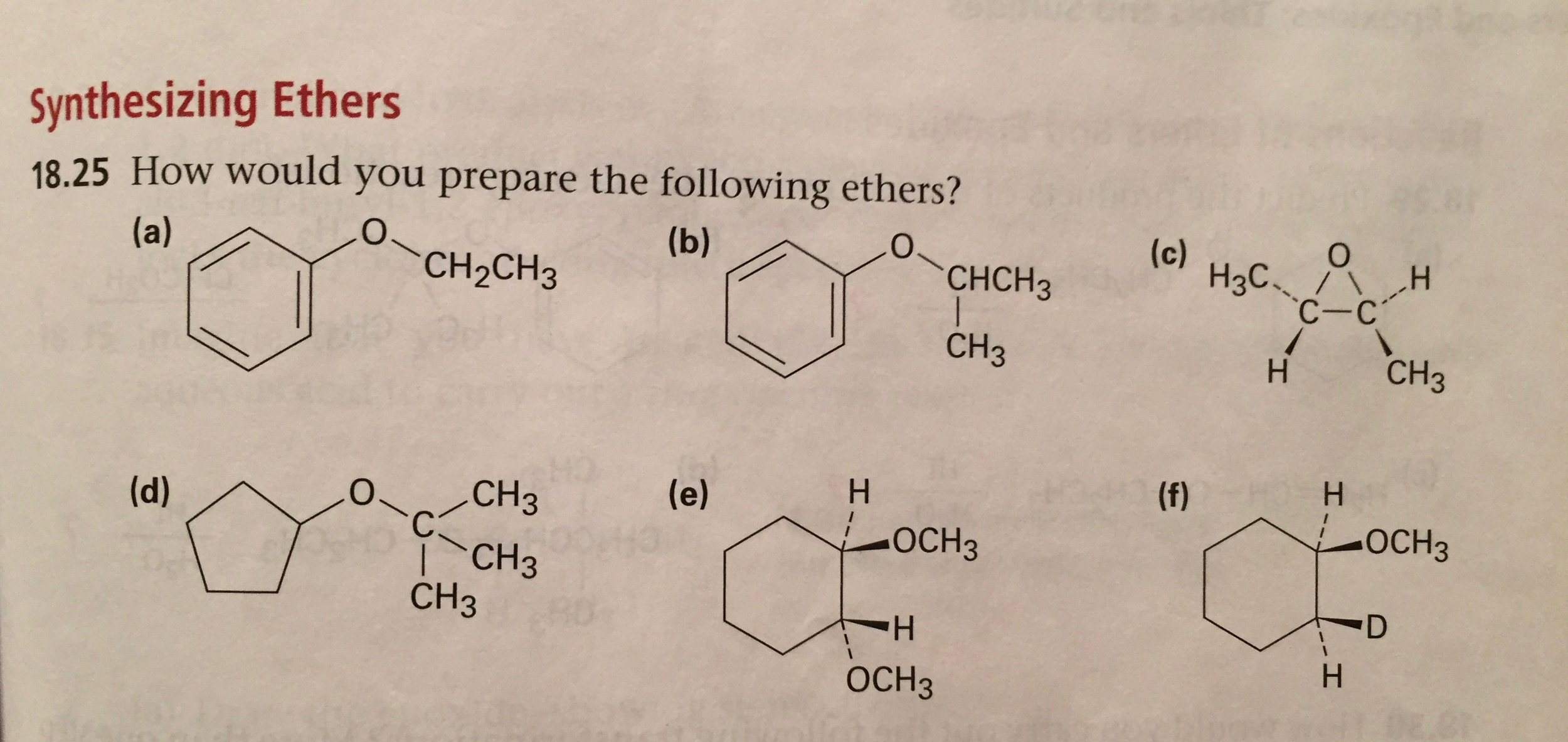 Solved How would you prepare the following ethers?
