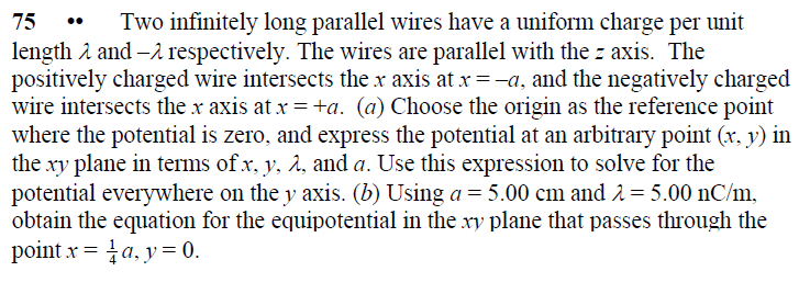 Solved Two infinitely long parallel wires have a uniform | Chegg.com
