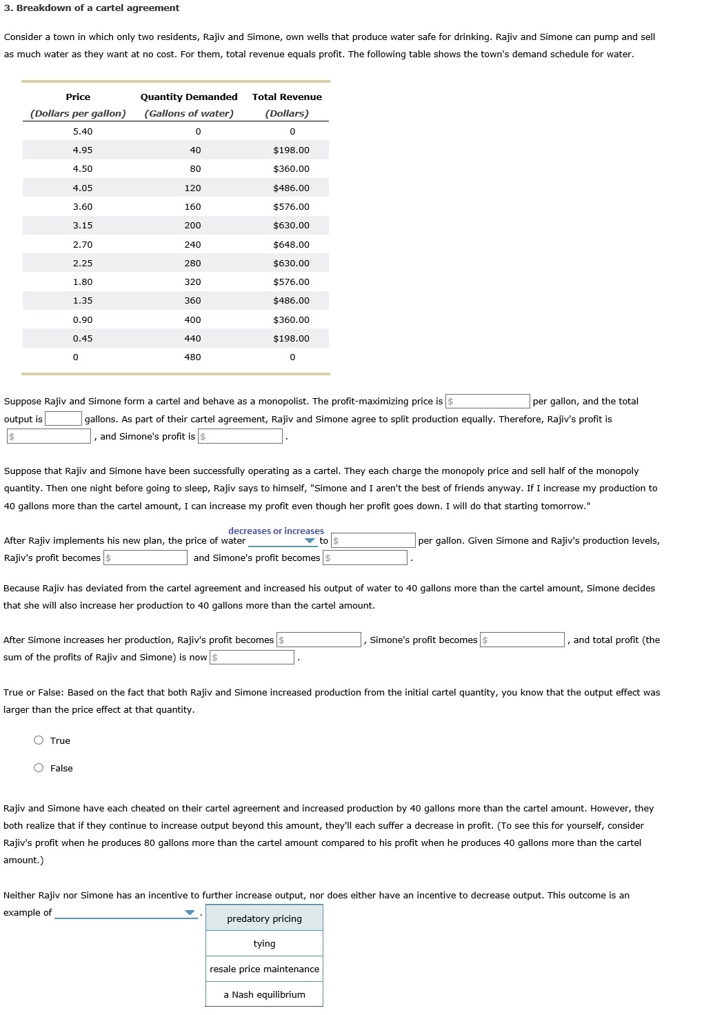 Solved 3. Breakdown of a cartel agreement Consider a town in