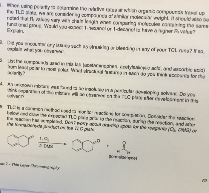 Solved This is organic chemistry post lab questions for thin
