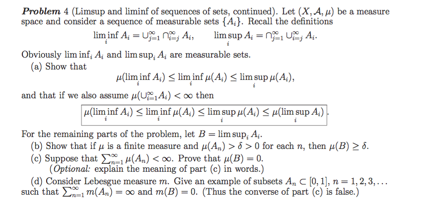 Solved Let (X, A, mu) be a measure space and consider a | Chegg.com