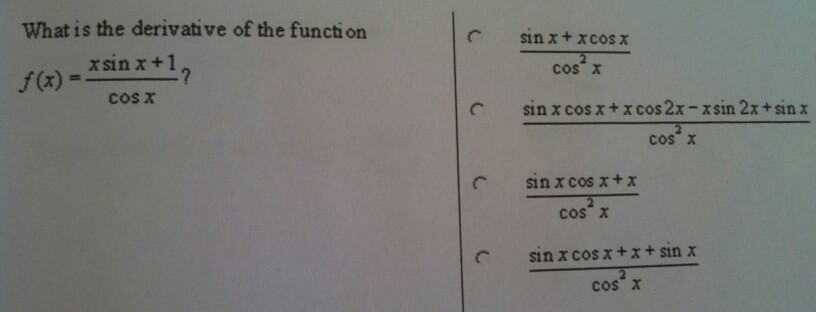 derivative of cos x divided by sin x