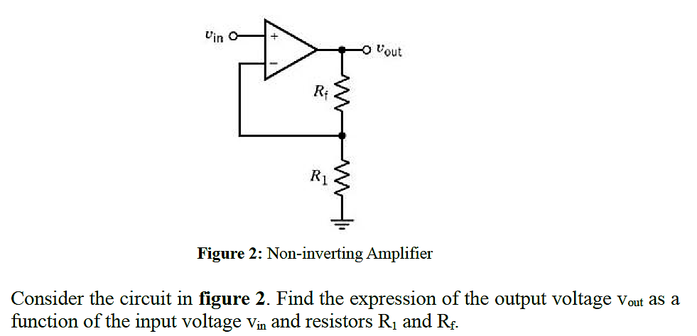 Solved Vin ひ Vout Figure 2: Non-inverting Amplifier Consider | Chegg.com