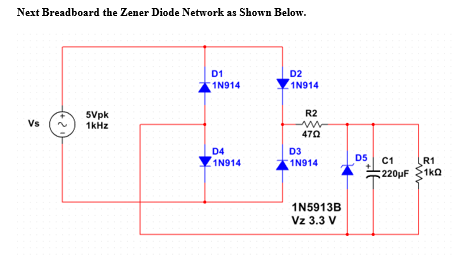 Solved Next Breadboard the Zener Diode Network as Shown | Chegg.com