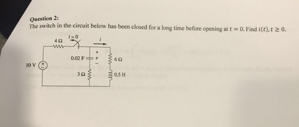 Solved The switch in the circuit below has been closed for a | Chegg.com