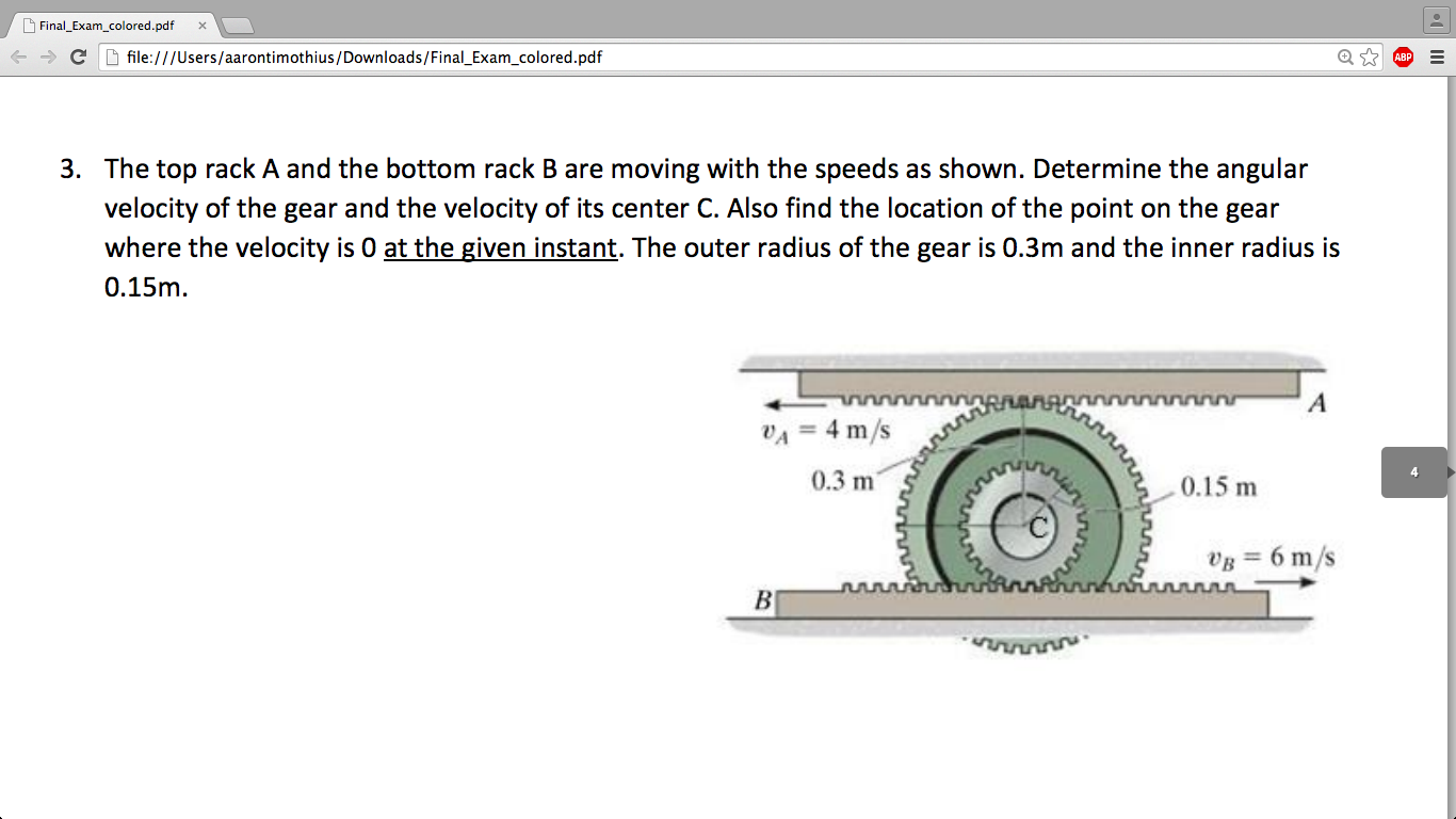 Solved 3. The top rack A and the bottom rack B are moving | Chegg.com