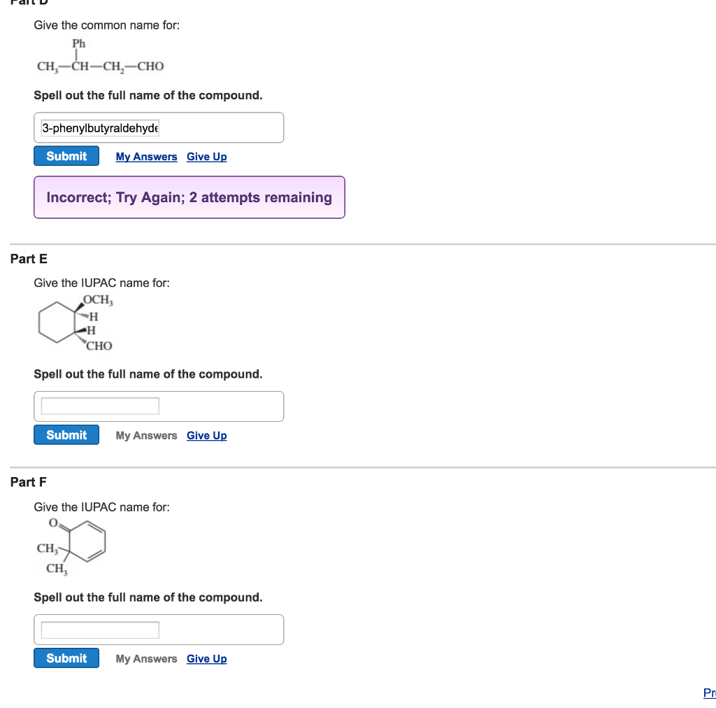 Solved Give The Common Name For Ph Ch Ch Cho Spell Out Chegg Com