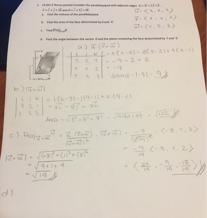 Solved Consider the parallelepiped with adjacent edges u