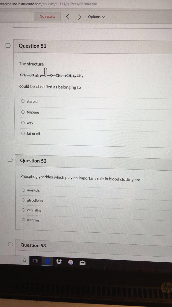 Solved No results Options DQuestion 40 The structure of | Chegg.com