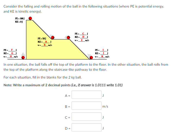 Solved Consider the falling and rolling motion of the ball