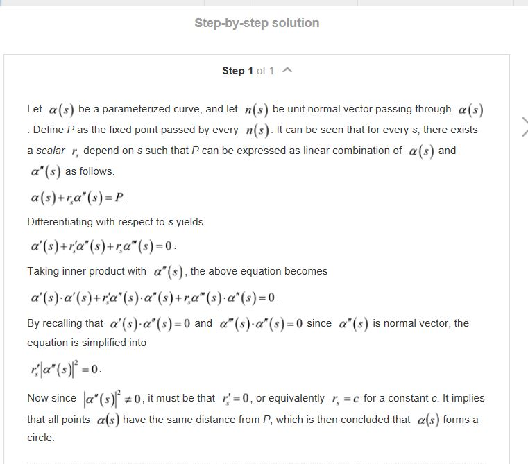 Solved Differential geometry of curves and surfaces 1st