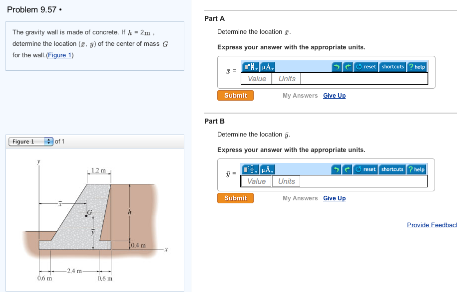 Solved The Gravity Wall Is Made Of Concrete If H 2m Chegg