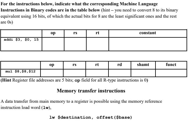 For the instructions below, indicate what the | Chegg.com