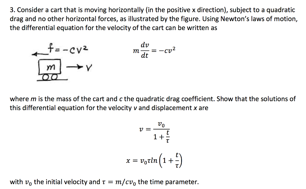 Solved Consider a cart that is moving horizontally (in the | Chegg.com