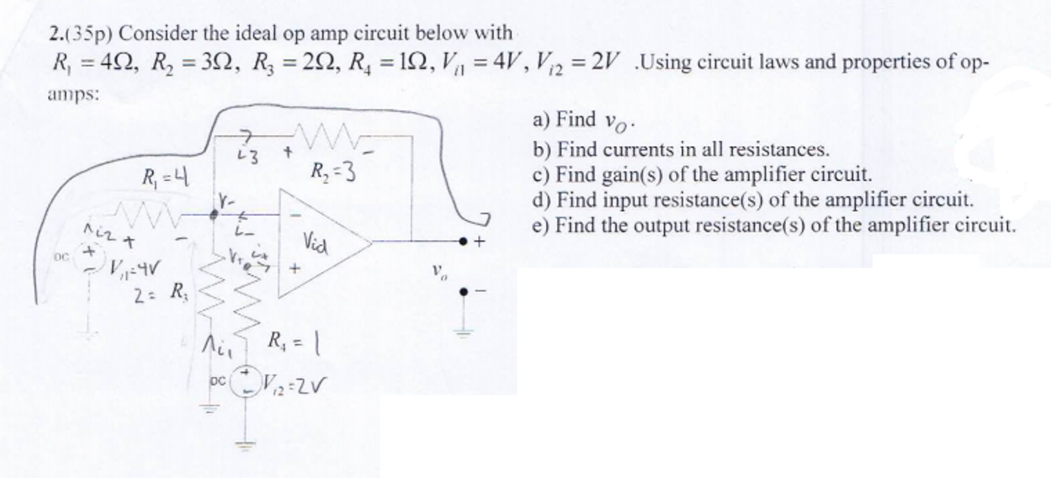 Solved Consider the ideal op amp circuit below with R_1 = 4 | Chegg.com