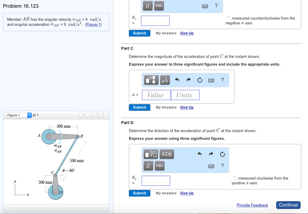 Solved Problem 16.123 Part A Member AB has the angular | Chegg.com