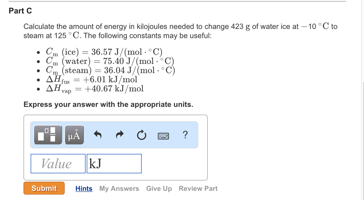 Solved Calculate the amount of energy in kilojoules needed