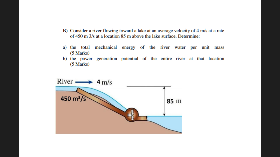 Solved Consider a river flowing toward a lake at an average