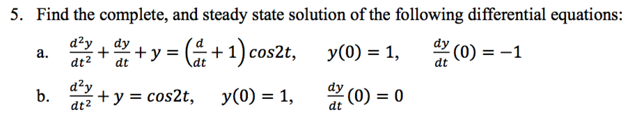 Solved 5. Find the complete, and steady state solution of | Chegg.com