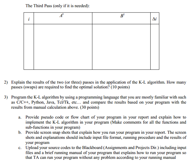 Question 1. (Placement and Partitioning by using KL
