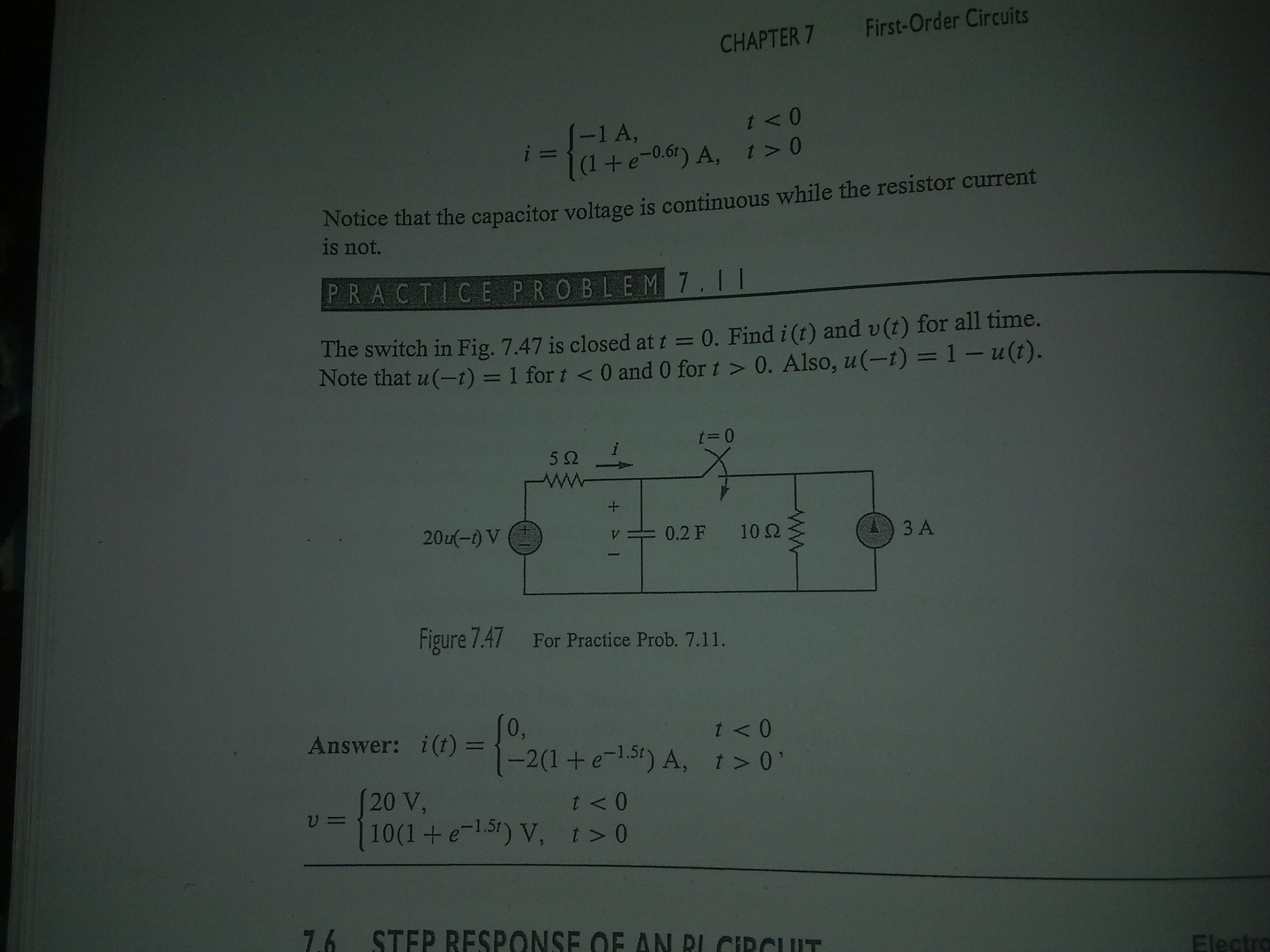 Solved i = The switch in Fig. 7.47 is closed at t = 0. Find | Chegg.com