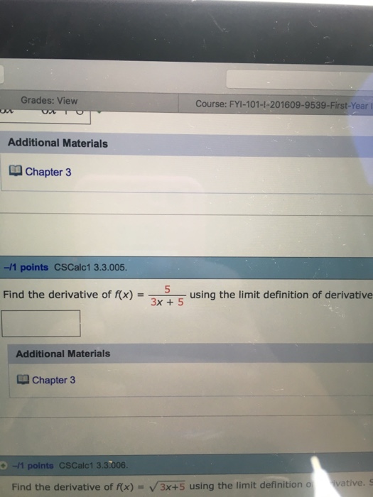 find the derivative of f(x) 3x^-5