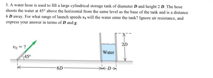 Solved A water hose is used to fill a large cylindrical | Chegg.com