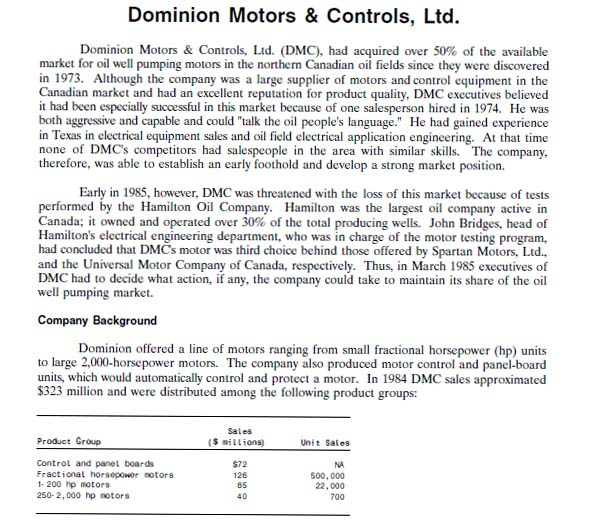 Solved Dominion Motors & Controls, Ltd. Dominion Motors &
