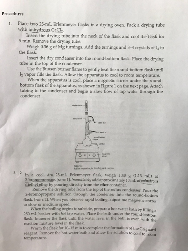 Solved Procedures 1 Place Two 25 mL Erlenmeyer Flasks In A Chegg