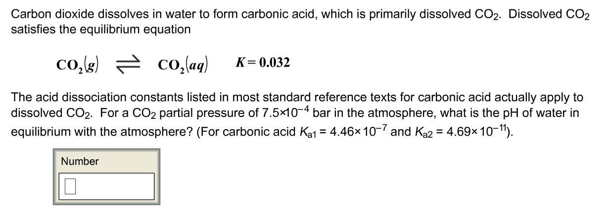 solved-carbon-dioxide-dissolves-in-water-to-form-carbonic-chegg