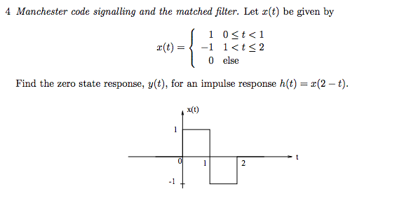 Solved 4 Manchester code signalling and the matched filter. | Chegg.com
