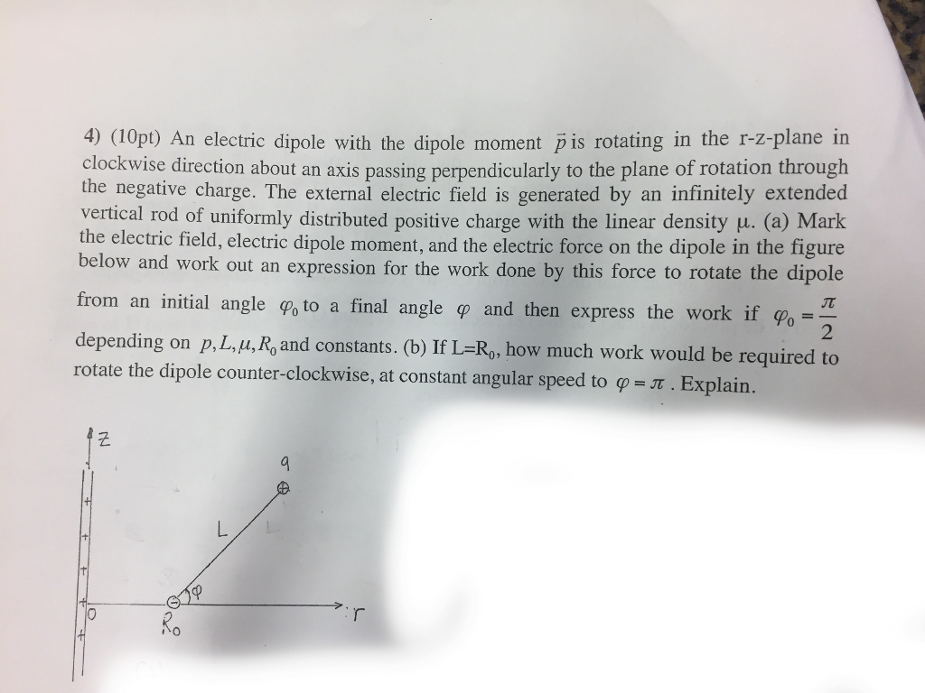 Solved 4) (10pt) An Electric Dipole With The Dipole Moment | Chegg.com