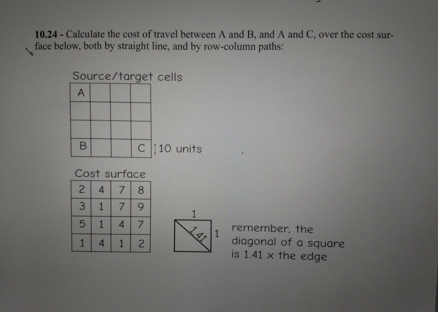 Solved 10.24 - Calculate The Cost Of Travel Between A And B, | Chegg.com