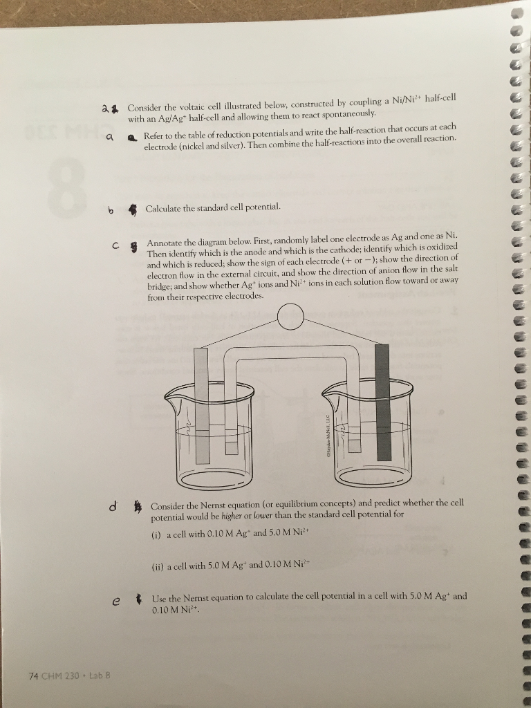 Solved Consider the voltaic cell illustrated below, | Chegg.com