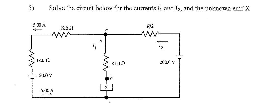 Solved solve the circuit below for the currents I1 and I2 | Chegg.com